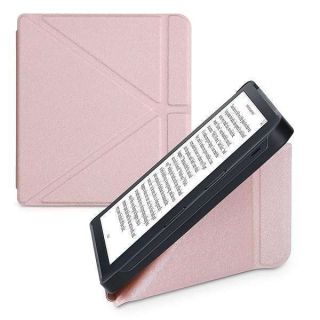 kwmobile Origami Case Compatible with Kobo Libra 2 Case - Slim PU Leather Cover with Stand - Rose Gold