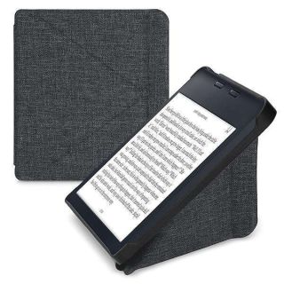 kwmobile Origami Case Compatible with Kobo Libra 2 - Slim Fabric Cover - Dark Grey