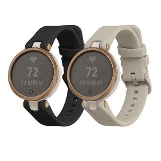 kwmobile Straps Compatible with Garmin Lily Sport Straps - 2x Replacement Silicone Watch Bands - Black/Beige