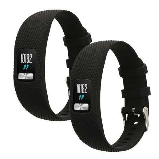 kwmobile Straps Compatible with Garmin Vivofit 4 Straps - 2x Replacement Silicone Watch Bands - Black Matte/Black Matte