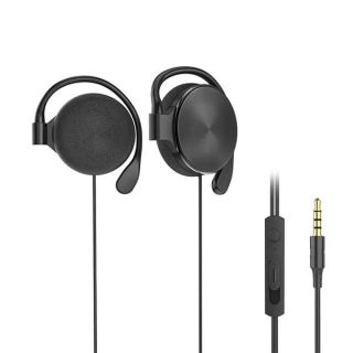 leqingchun Clip-on Headphones, subwoofer Stereo Wired Headphones, Compatible with 3.5mm Interface Device, with Microphone（Black）