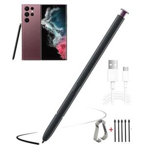 yuzhiyong Galaxy S22 Ultra Stylus Pen Replacement for Samsung Galaxy S22 Ultra 5G Touch Stylus Pen S Pen(Without Bluetooth) Replacement Tips/Nibs and 30cm USB-A Cable (Burgundy)