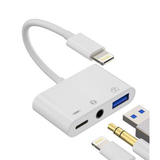 zoyuzan Compatible for iPhone Headphone Adapter 3.5mm AUX Audio Jack Charger Dongle Earphone Splitter Compatible with Lightning Male to USB Female OTG Power Charging Camera MIDI Connector for ipad