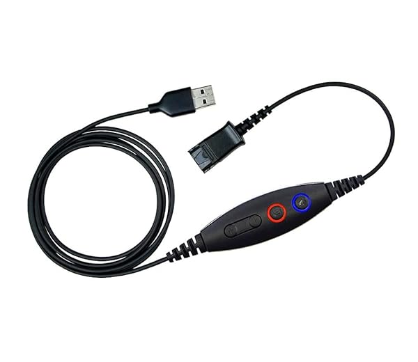 Daily Headset QD USB Phone Headset Adapter Cable for Plantronics with Quick Connect Volume and Mic Controls