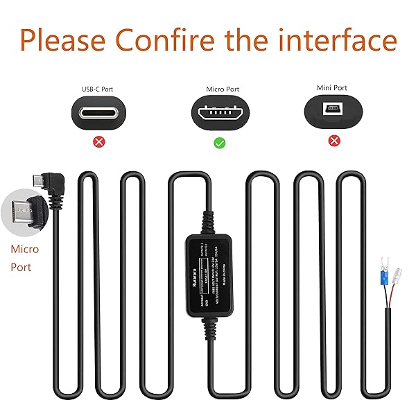 Dash Cam Hardwire Kit Micro USB Charger Cable for WOLFBOX D07 REDTIGER F7N Z-Edge Z3D T4 T3 Crosstour CR750 CR900 COOAU D30 - Image 4