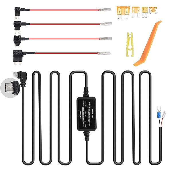 DASH Dash Cam Hardwire Kit Micro USB Charger Cable for WOLFBOX D07 REDTIGER F7N Z-Edge Z3D T4 T3 Crosstour CR750 CR900 COOAU D30