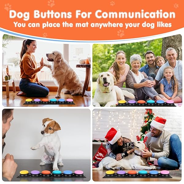 DCIAER Dog Communication Buttons 4 Recordable Sound Buttons with Mat and Batteries for Pet Training and Interaction - Image 8