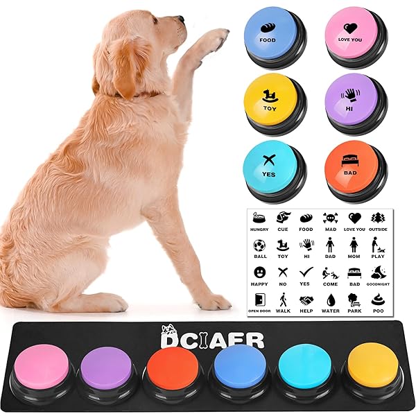 DCIAER Dog Communication Buttons 4 Recordable Sound Buttons with Mat and Batteries for Pet Training and Interaction - Image 3