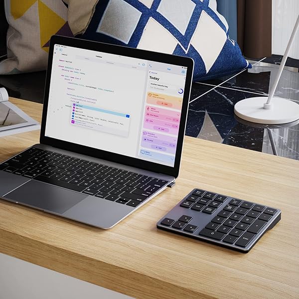 Doohoeek Backlit Bluetooth Numeric Keypad 34 Keys 7 Color Backlight for Laptops and Computers Gray - Image 9