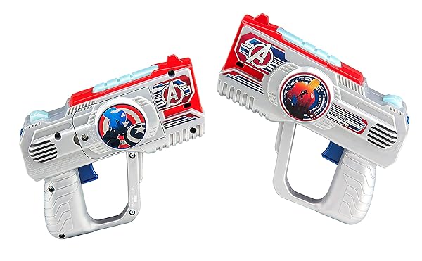 eKids Avengers Assemble Laser Tag Blasters for Kids Infrared Lights Up and Vibrates When Hit Fun Outdoor Game
