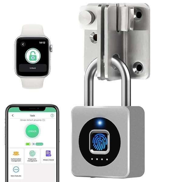 eLinkSmart eLinkSmart Fingerprint Padlock: Keyless Waterproof Gym Locker Lock with Mobile App & Remote Unlock