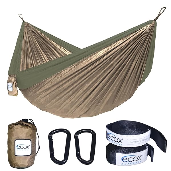 Ecox Outdoors Single Parachute Hammock with Tree Straps - Lightweight, Portable & Comfortable for Camping, Travel & Hiking - Image 2