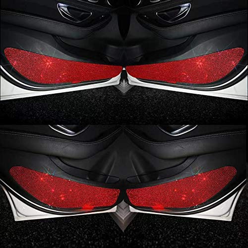 Eing Bling Car Anti Kick Pad Crystal Door Protective Pad Universal Anti Collision Stickers 4 Pack Red