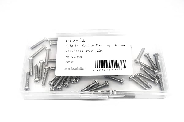 eivvia 50Pcs VESA TV Monitor Mounting Screws M4 x 20mm - Durable, Easy Install for Secure Mounting