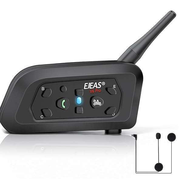 EJEAS V6 Pro Bluetooth Headset: 1200M Intercom for Motorcycle, Ski, ATV & Off-Road Helmets - Full-Face & Flip-Up Compatible