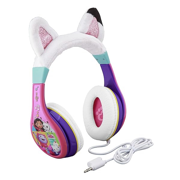 eKids Gabbys Dollhouse Children's Headphones Wired for School Home or Travel with Tangle-Free Cable and Volume Controller for Ages 3 and Up