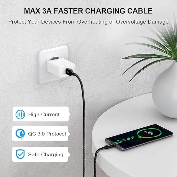 16ft USB C Cable - Fast Charging Nylon Braided Cord for Samsung, LG, Moto, Google & More - Image 4