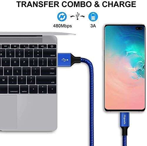 16ft USB C Cable - Fast Charging Nylon Braided USB-A to Type C for Phones & Tablets - Extra Long, Durable & Stylish Blue - Image 5