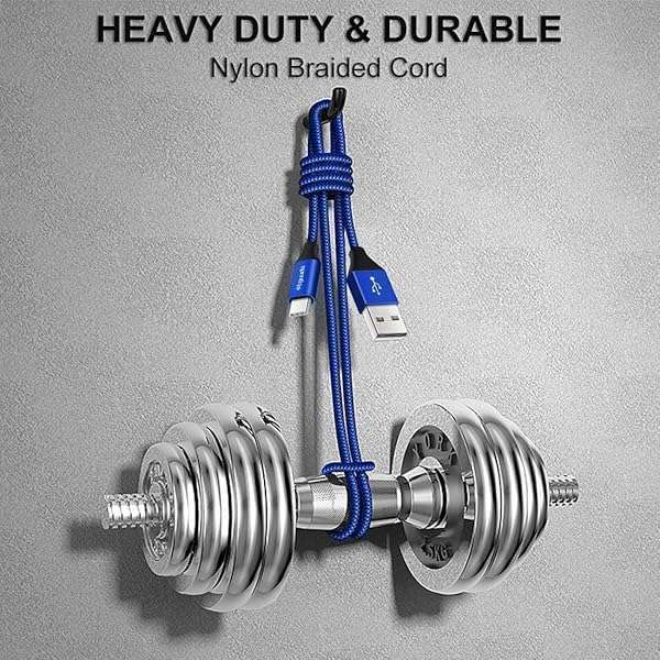 16ft USB C Cable - Fast Charging Nylon Braided USB-A to Type C for Phones & Tablets - Extra Long, Durable & Stylish Blue - Image 6