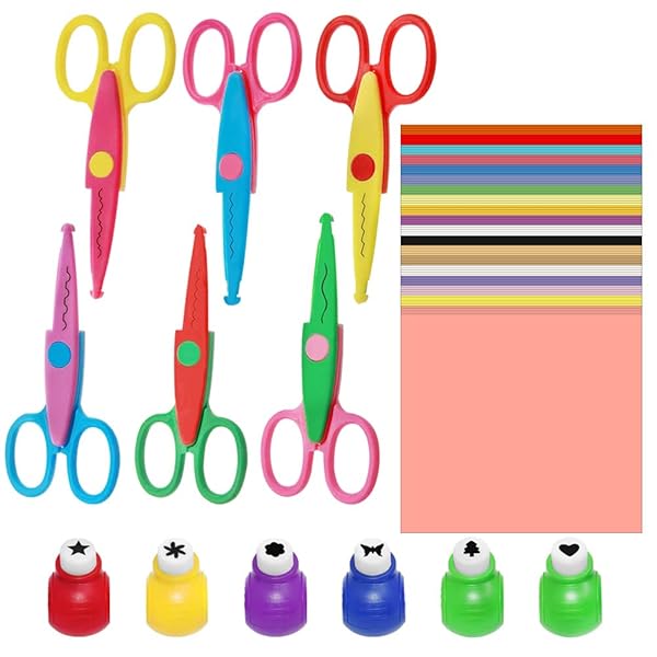 findTop 112 Piece DIY Craft Supplies Set with Craft Punch Creative Scissors and Double Sided Origami Paper for Scrapbooking and Art Projects - Image 2