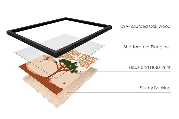 HAUS AND HUES Boho Art Wall Decor for Stylish Gallery Walls with Sun and Joshua Tree Prints in Black Frame - Image 4