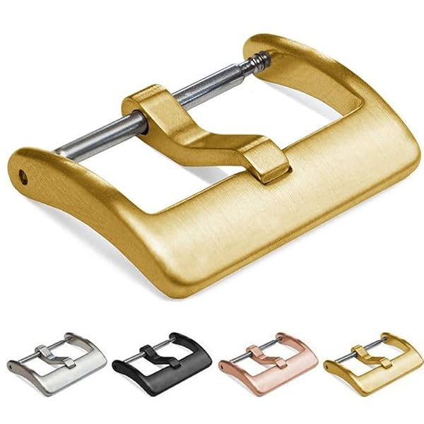 Hemsut H 20mm Gold Watch Band Replacement Buckle Brushed 316L Stainless Steel Durable Stylish Accessory