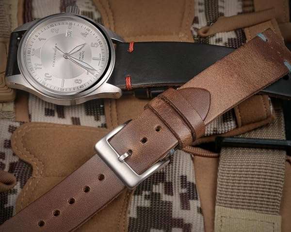 Premium 20mm Leather Watch Bands for Men | Thin Soft Horween Quick Release Vintage Straps - Image 6