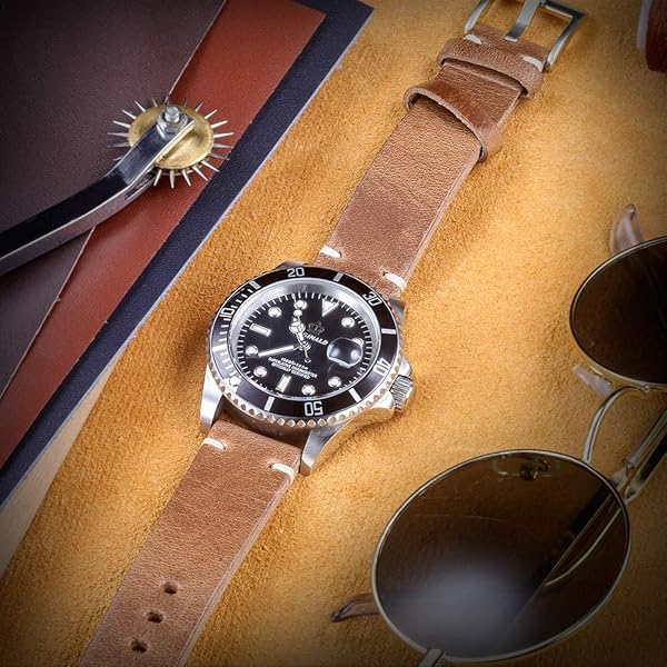 Hemsut Leather Watch Bands Horween Leather Strap for Men 18 to 24mm Quick Release Handmade Vintage Replacement Wrap - Image 4