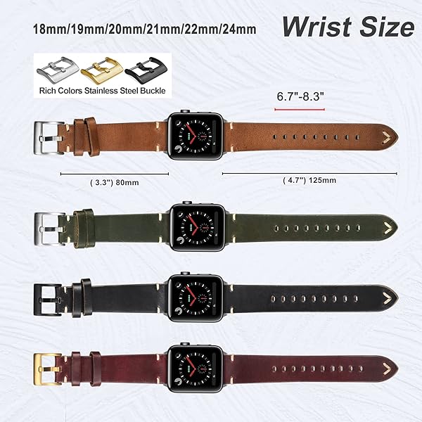Hemsut Leather Watch Bands Horween Leather Strap for Men 18 to 24mm Quick Release Handmade Vintage Replacement Wrap - Image 6
