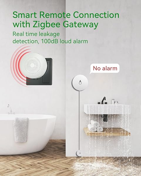 iAlarm Water Leak Detector Kit 3-Pack Smart Water Sensor Alarm with 330ft Range for Kitchen Basement Bathroom White - Image 4