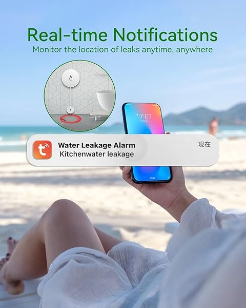 iAlarm Water Leak Detector Kit 3-Pack Smart Water Sensor Alarm with 330ft Range for Kitchen Basement Bathroom White - Image 6