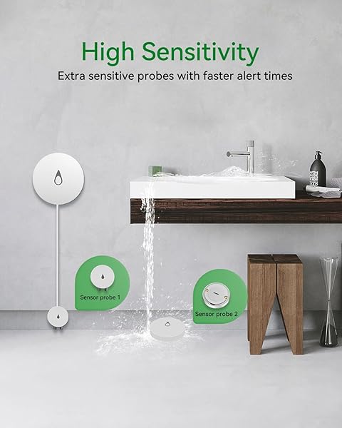 iAlarm Water Leak Detector Kit 3-Pack Smart Water Sensor Alarm with 330ft Range for Kitchen Basement Bathroom White - Image 8