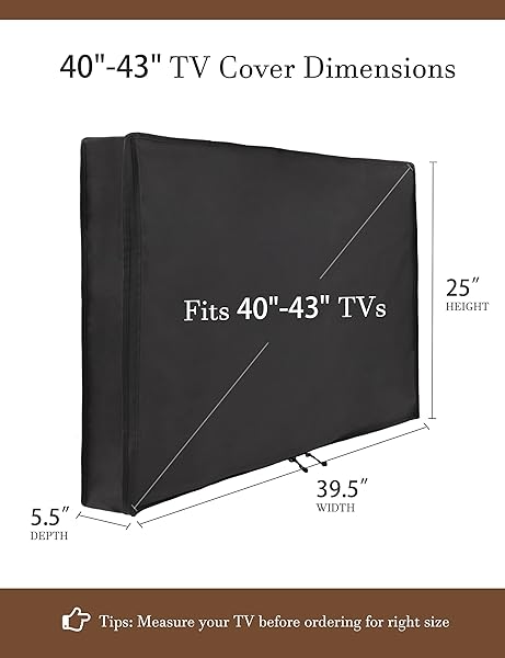 iBirdie Outdoor TV Cover 40 to 43 inch Waterproof, Cover Size 39.5''W x 25''H, Weatherproof, with Zipper for Outside Flat Screen 40 to 43 inch TV, - Image 2