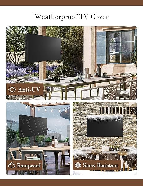 iBirdie Outdoor TV Cover 40 to 43 inch Waterproof, Cover Size 39.5''W x 25''H, Weatherproof, with Zipper for Outside Flat Screen 40 to 43 inch TV, - Image 6