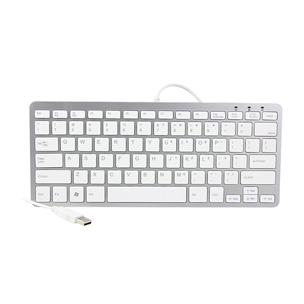 iKKEGOL USB Slim Mini Wired 78-Key Compact Keyboard for PC & Mac - Ultra Thin Design (White)