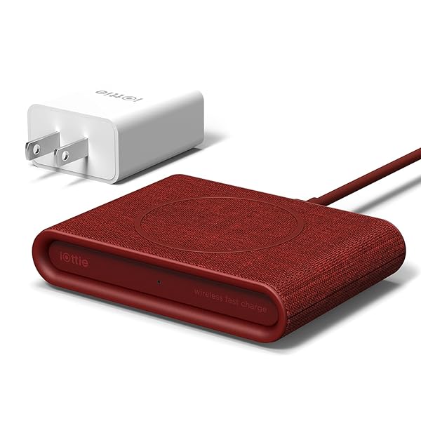 iOttie iON Wireless Mini Fast Charging Pad Qi Certified 7.5W for iPhone and 10W for Samsung Includes USB C Cable and AC Adapter Ruby