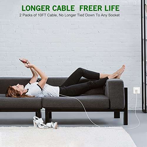 2-Pack MFI Certified 10FT iPad Charger & Fast USB Wall Plug for iPad, iPhone, AirPods - Portable & Foldable Design - Image 5