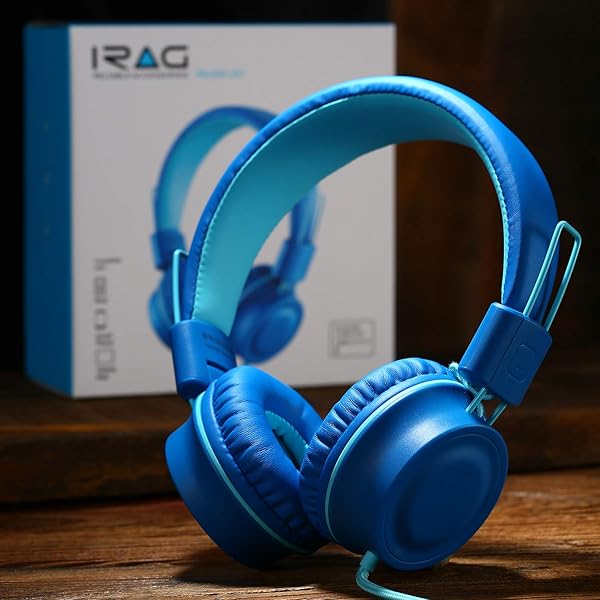 iRAG J01 Kids Headphones Foldable Stereo Tangle-Free 5ft Cord Wired On-Ear Headset for iPad Kindle Fire School Laptop Ocean Blue - Image 4