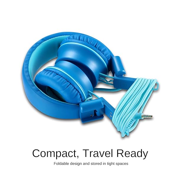 iRAG J01 Kids Headphones Foldable Stereo Tangle-Free 5ft Cord Wired On-Ear Headset for iPad Kindle Fire School Laptop Ocean Blue - Image 7