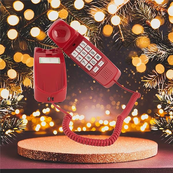 Crimson Red Corded Landline Phone - Easy Big Button Desk & Wall Phone for Seniors & Home Office - Image 3