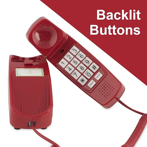 Crimson Red Corded Landline Phone - Easy Big Button Desk & Wall Phone for Seniors & Home Office - Image 9