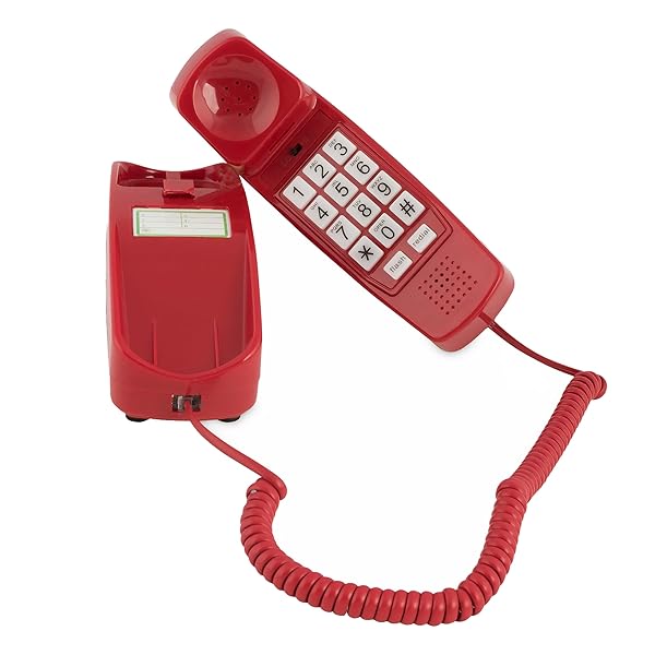 Crimson Red Corded Landline Phone - Easy Big Button Desk & Wall Phone for Seniors & Home Office - Image 2