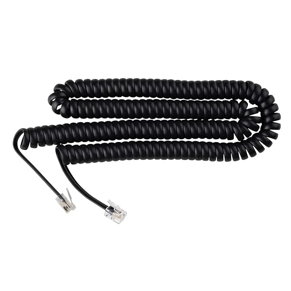 iSoHo Phones Tangle-Free 25ft Phone Cord for Landline Excellent Sound Quality Curly Handset Cord for Home or Office Black - Image 3