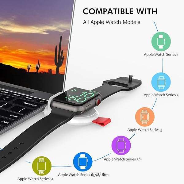 i.VALUX Portable Magnetic Travel Charger for Apple Watch - Fast Wireless Charging for Series 8, 7, 6, 5, 4, 3, 2 (White) - Image 4
