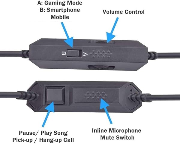 ienza Long 6FT Inline Mic Mute Volume Control Cable for Astro A10 A40 Gaming Headsets - Image 4