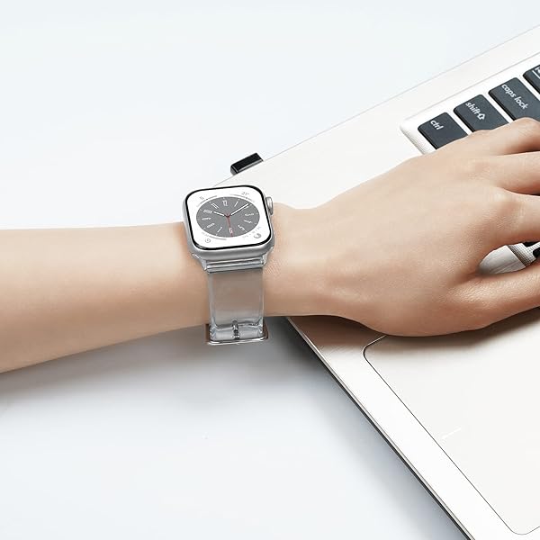iiteeology Clear Soft Silicone Apple Watch Band 46mm 45mm 44mm 42mm for Women Series 1-10 with Silver Connector - Image 6