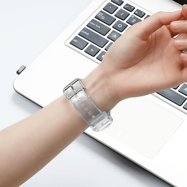 iiteeology Clear Soft Silicone Apple Watch Band 46mm 45mm 44mm 42mm for Women Series 1-10 with Silver Connector - Image 7