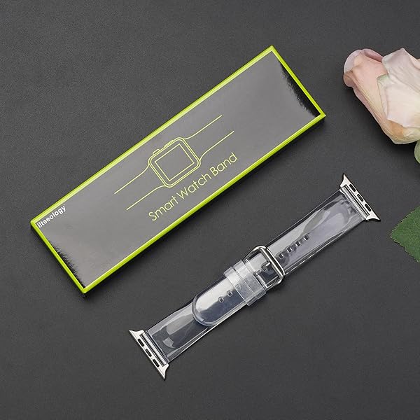 iiteeology Clear Soft Silicone Apple Watch Band 46mm 45mm 44mm 42mm for Women Series 1-10 with Silver Connector - Image 8