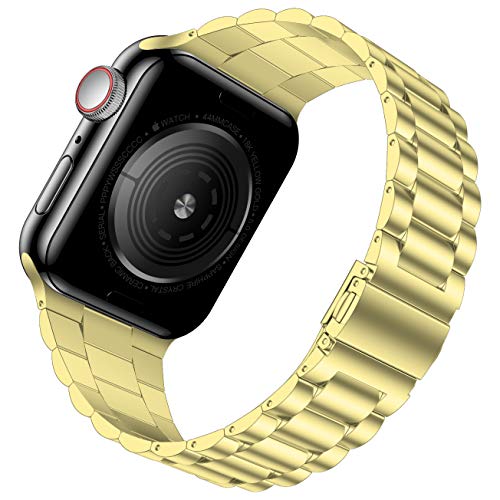 iiteeology Stainless Steel Link Apple Watch Band Compatible with Series 5 4 3 2 1 Yellow Gold 3 Row 42mm 44mm for Men and Women - Image 4