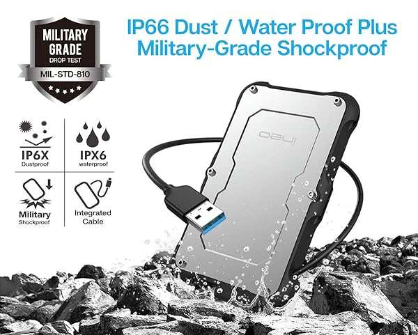 Ineo 25 Inch USB 30 Type A Rugged Waterproof Shockproof External Hard Drive Enclosure T2580 - Image 3